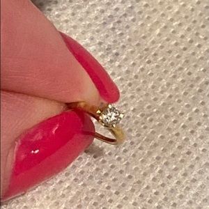 Gold engagement ring charm with non-real diamond